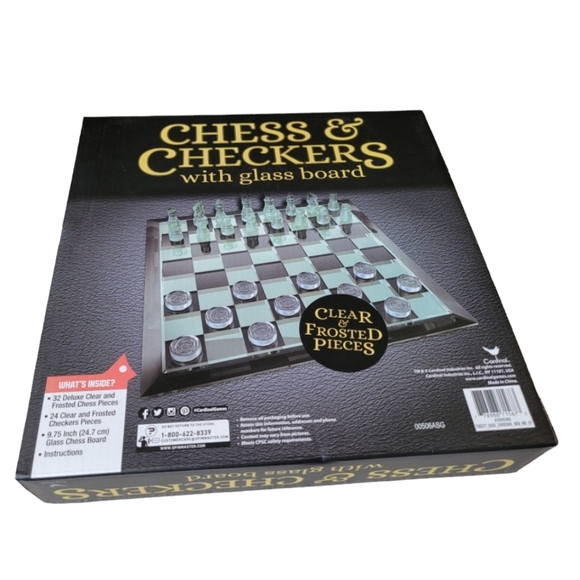 Chess and Checkers with Glass Board New in Box - Picture 2 of 2